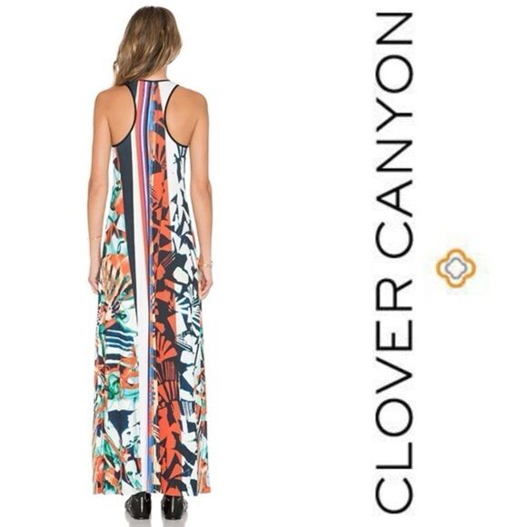 Clover Canyon x REVOLVE Ink Strokes Racerback Multicolored Maxi dress sz medium - Picture 2 of 10